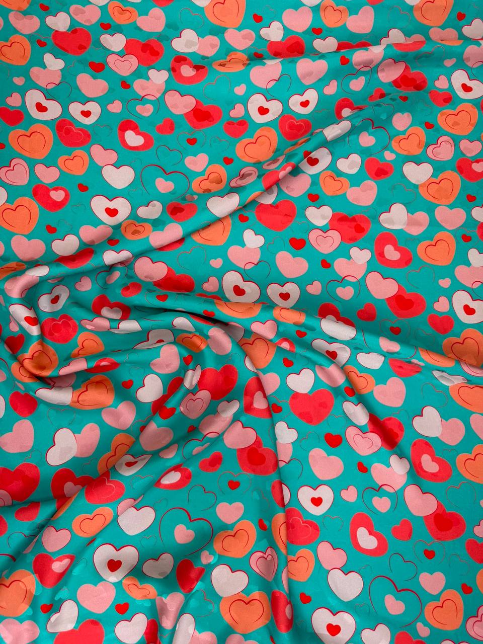 Turquoise Coral Heart — Silk Jacquard fabric, original photograph. 