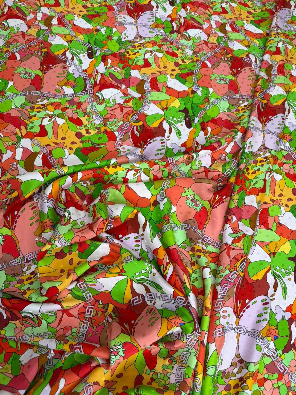Multicolour Garden Collage — Silk Jacquard fabric, original photograph. 