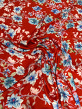 Scarlet Blue Floral Bouquet — Silk Jacquard fabric, original photograph. 