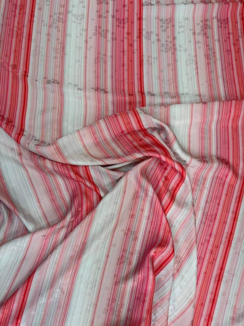 Pearl Coral Stripe — Silk Jacquard fabric, original photograph. 