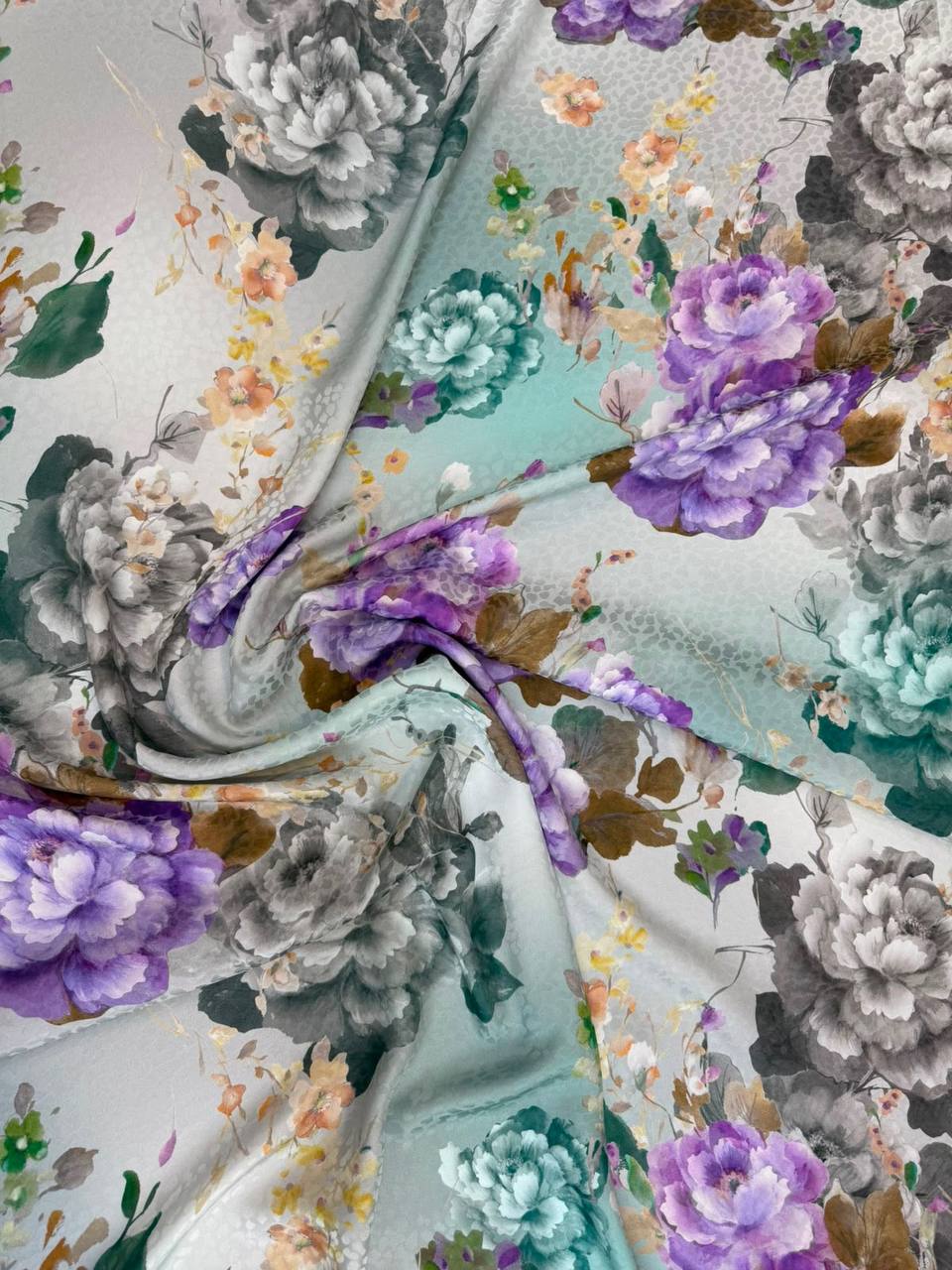 Pearl Lilac Botanical — Silk Jacquard fabric, original photograph. 