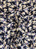 Navy Ivory Blossom — Silk Jacquard fabric, original photograph. 