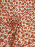 Ivory Orange Rose Garden — Silk Jacquard fabric, original photograph. 