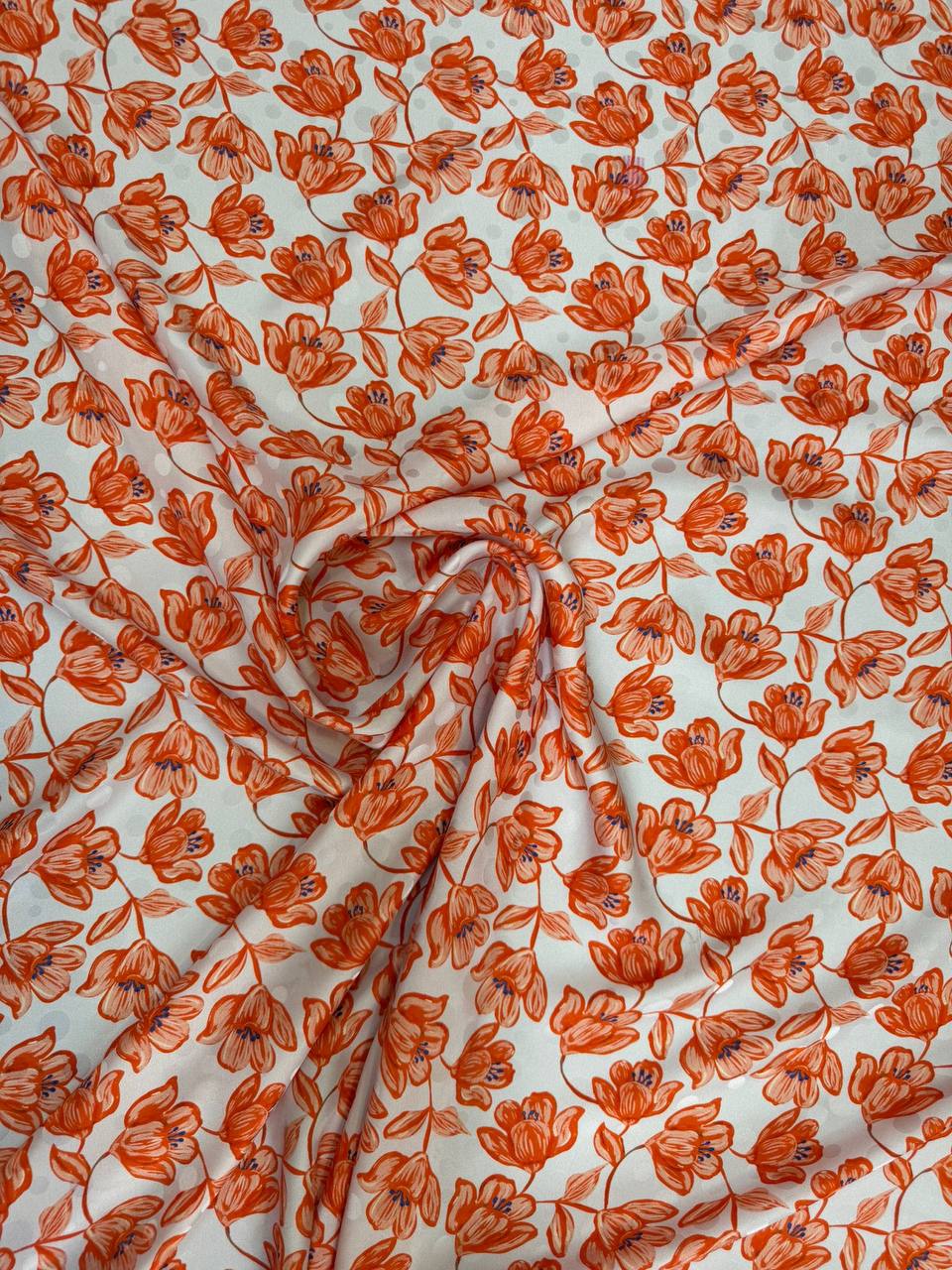 Ivory Orange Rose Garden — Silk Jacquard fabric, original photograph. 