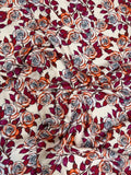 Ivory Burgundy Botanical — Silk Jacquard fabric, original photograph. 