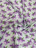 Pale Green Violet Floral — Silk Jacquard fabric, original photograph. 