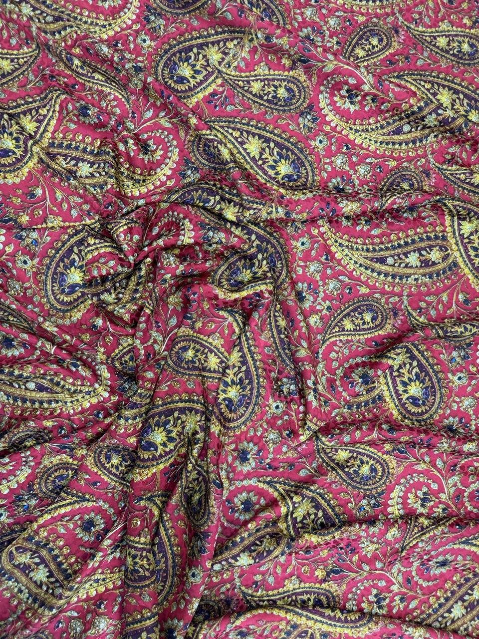 Rose Olive Paisley — Silk Jacquard fabric, original photograph. 
