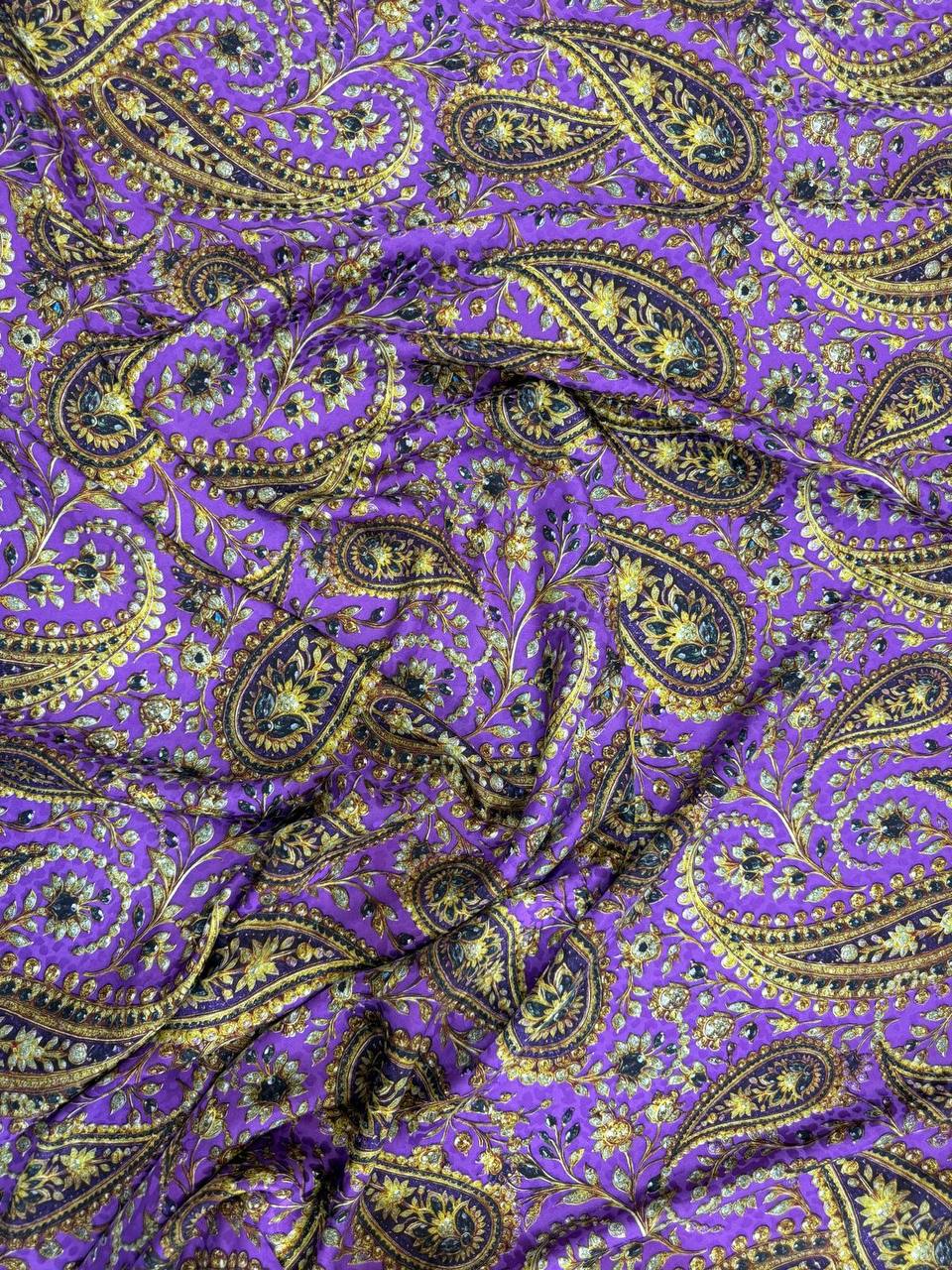 Violet Olive Paisley — Silk Jacquard fabric, original photograph. 