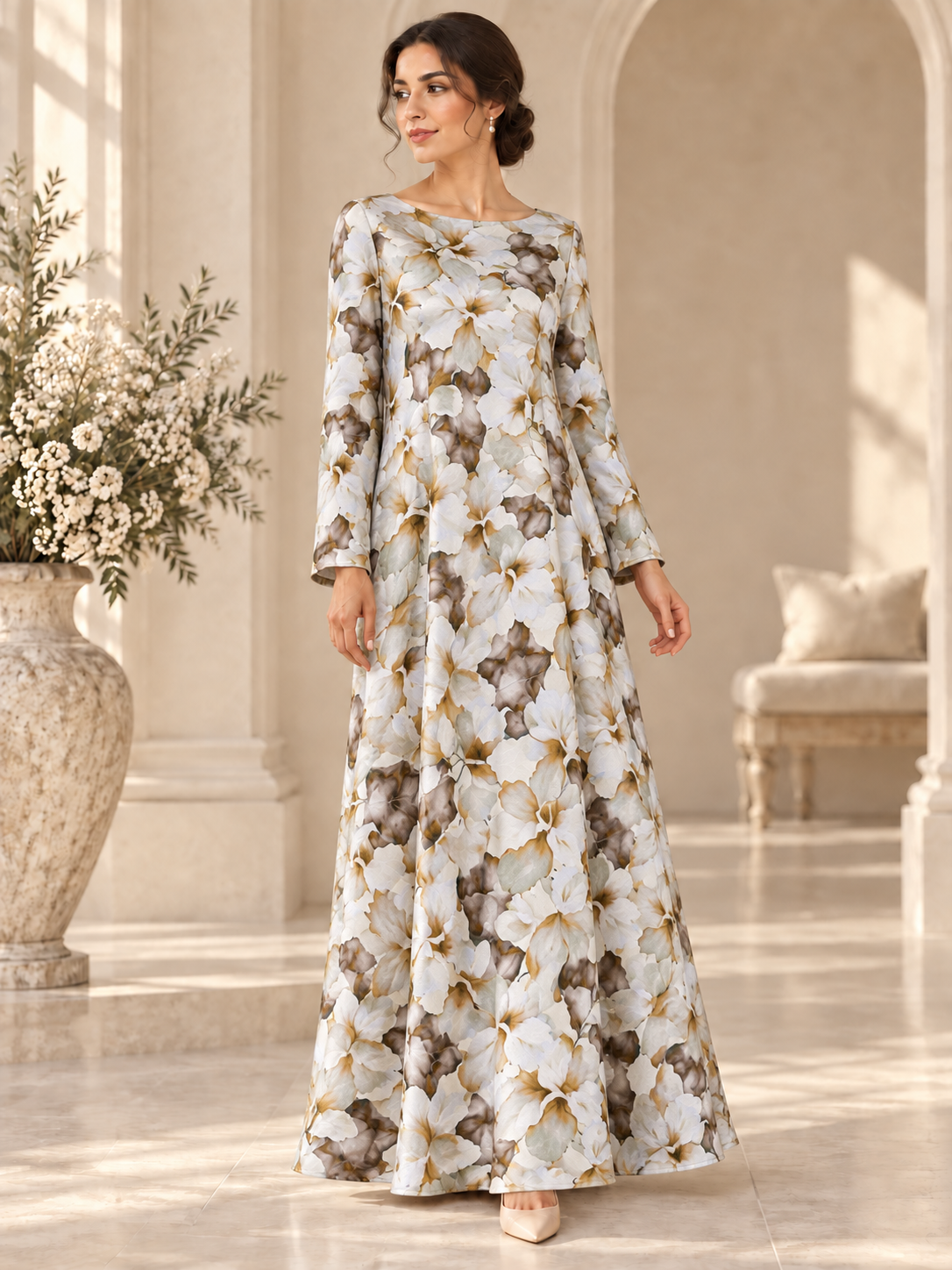 TG-176 — AI model styling illustration based on the original Silk Jacquard fabric; fabric sold separately, garment not included.
