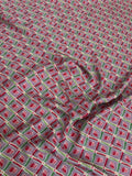 Rose Teal Diamond Lattice — Silk Jacquard fabric, original photograph. 