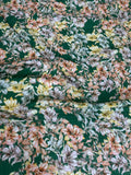 Deep Green Floral Scatter — Silk Jacquard fabric, original photograph. 