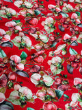 Scarlet Ivory Blossom — Silk Jacquard original fabric photograph. 