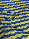 Royal Blue Yellow Wave — Silk Jacquard original fabric photograph. 