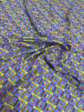 Violet Yellow Diamond Mosaic — Silk Jacquard original fabric photograph. 