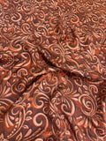 Chocolate Blush Scroll — Silk Jacquard original fabric photograph. 