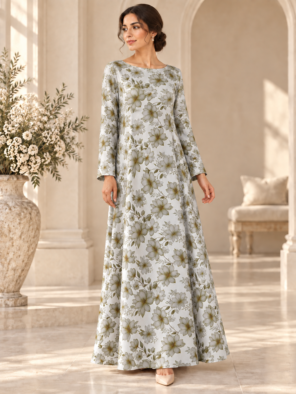 TG-196 — AI model styling illustration based on the original Silk Jacquard fabric; fabric sold separately, garment not included.