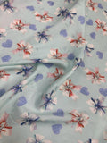 Powder Blue Pastel Floral — Silk Jacquard original fabric photograph. 