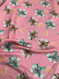 Rose Green Floral Sprig — Silk Jacquard original fabric photograph. 