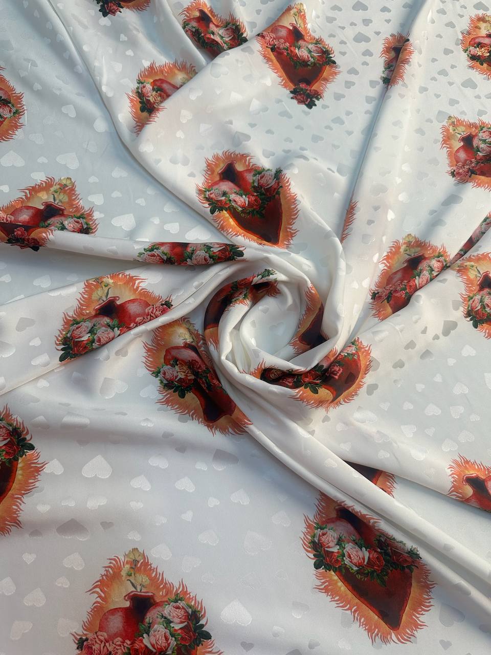 Pearl Rust Motif — Silk Jacquard original fabric photograph. 