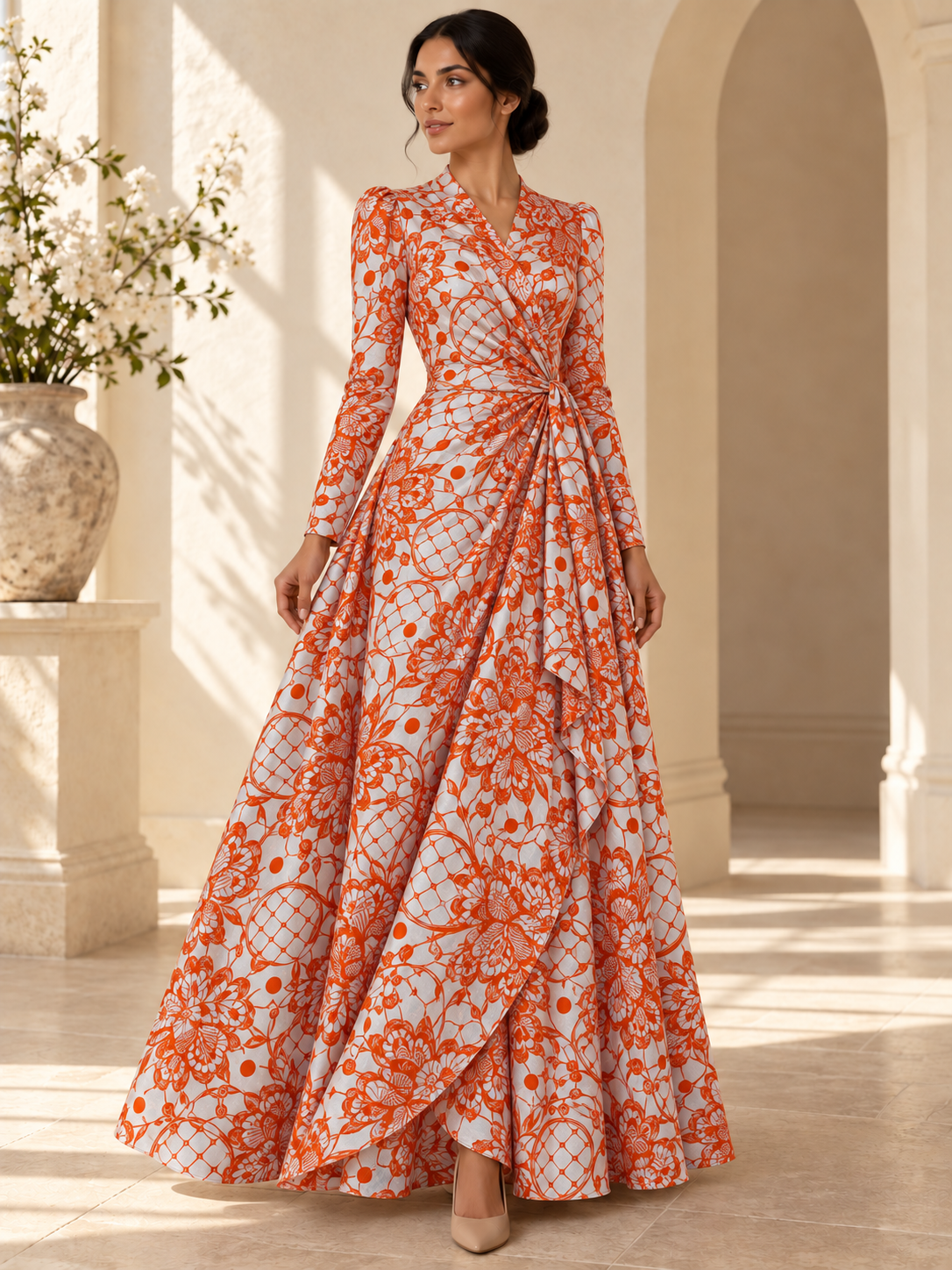 TG-205 — AI model styling illustration based on the original fabric; fabric sold separately, garment not included.