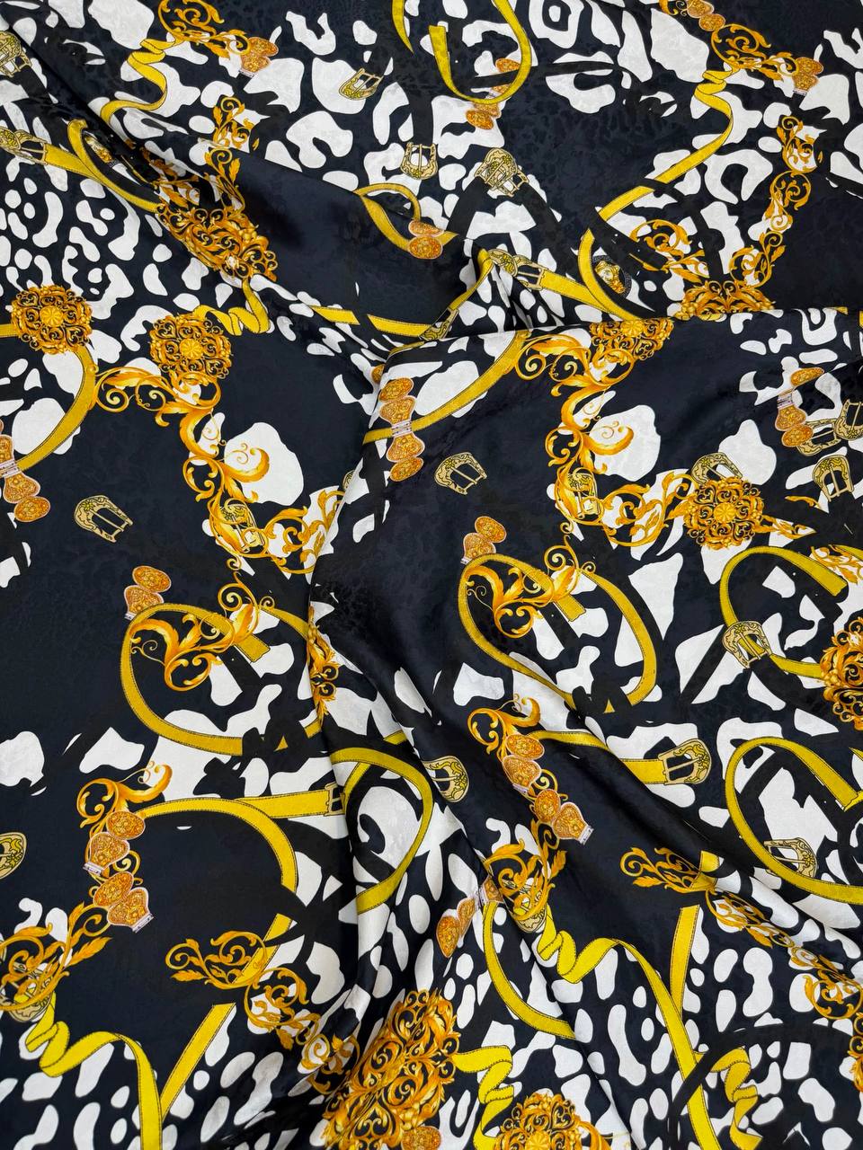 Black Ochre Botanical — Silk Jacquard original fabric photograph. 