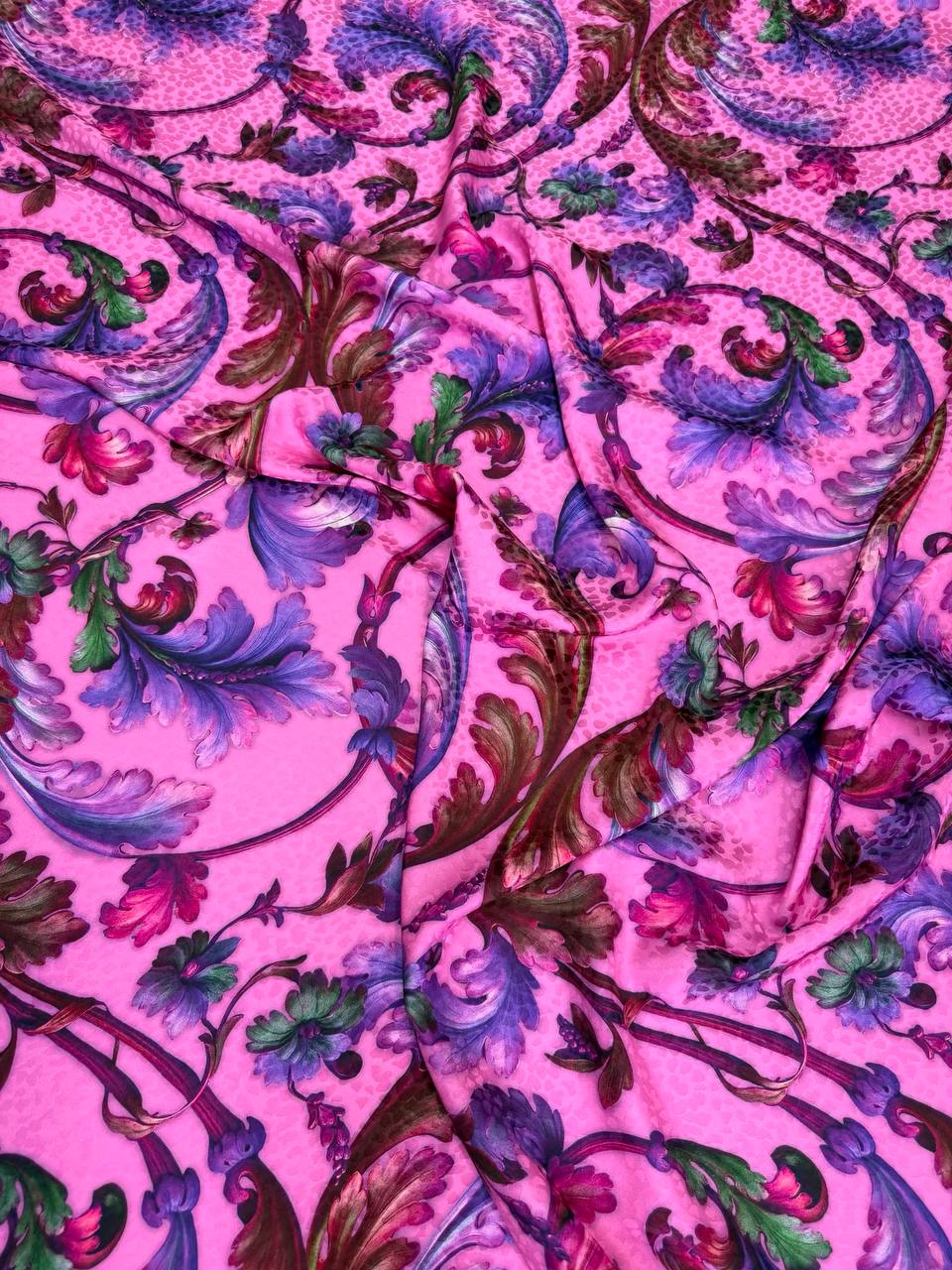 Pink Violet Baroque — Silk Jacquard original fabric photograph. 