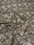 Taupe Ivory Floral — Silk Jacquard original fabric photograph. 