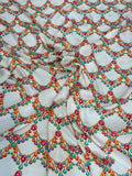Pearl Red Bead Garland — Silk Jacquard original fabric photograph. 