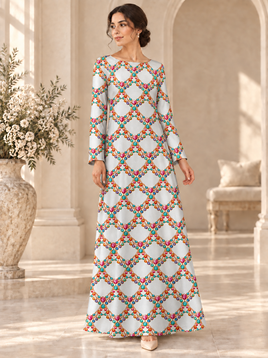 TG-225 — AI model styling illustration based on the original fabric; fabric sold separately, garment not included.