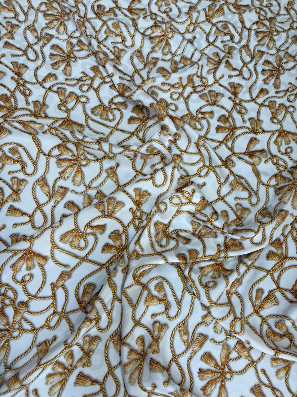 Ice Blue Gold Chain — Silk Jacquard original fabric photograph. 
