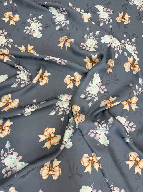 Charcoal Pastel Blossom — Silk Jacquard original fabric photograph. 