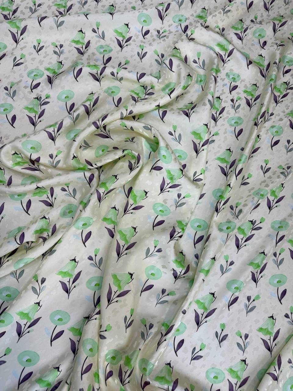 Pearl Green Mini Motif — Silk Jacquard original fabric photograph. 