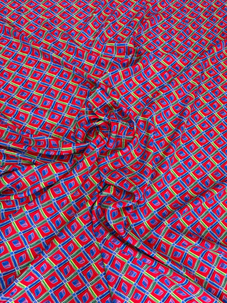 Magenta Blue Micro Geometry — Silk Jacquard original fabric photograph. 