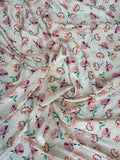 Mint Pink Floral Sprig — Silk Jacquard original fabric photograph. 