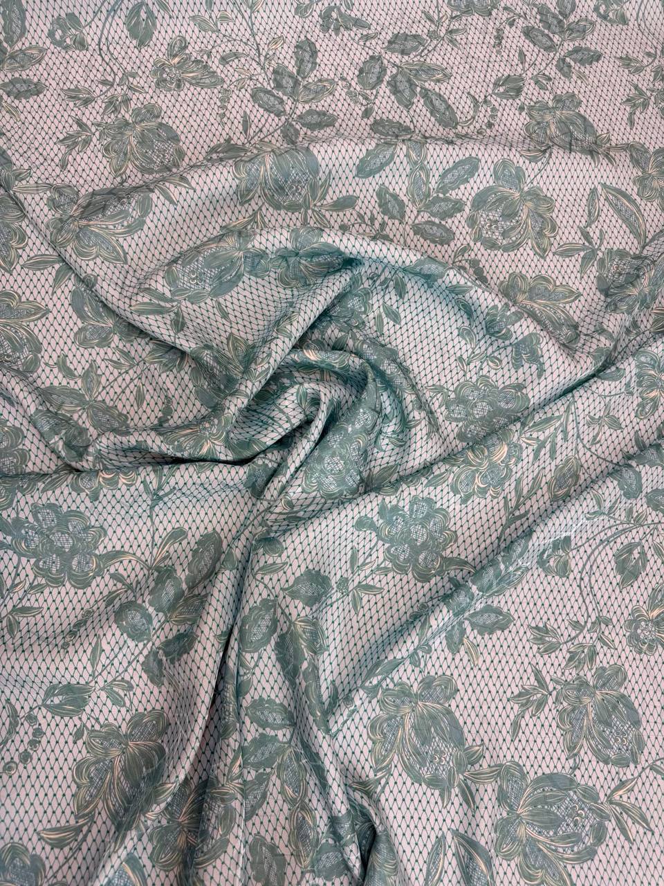 Blush Grey Botanical — Silk Jacquard original fabric photograph. 