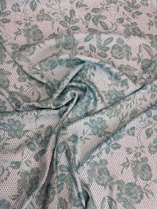 Blush Grey Botanical — Silk Jacquard original fabric photograph. 