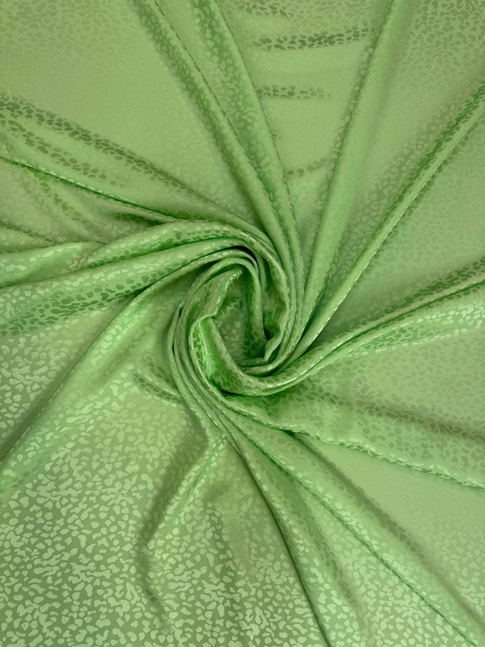 fresh apple green tonal Italian silk jacquard fabric from Como — TG-239