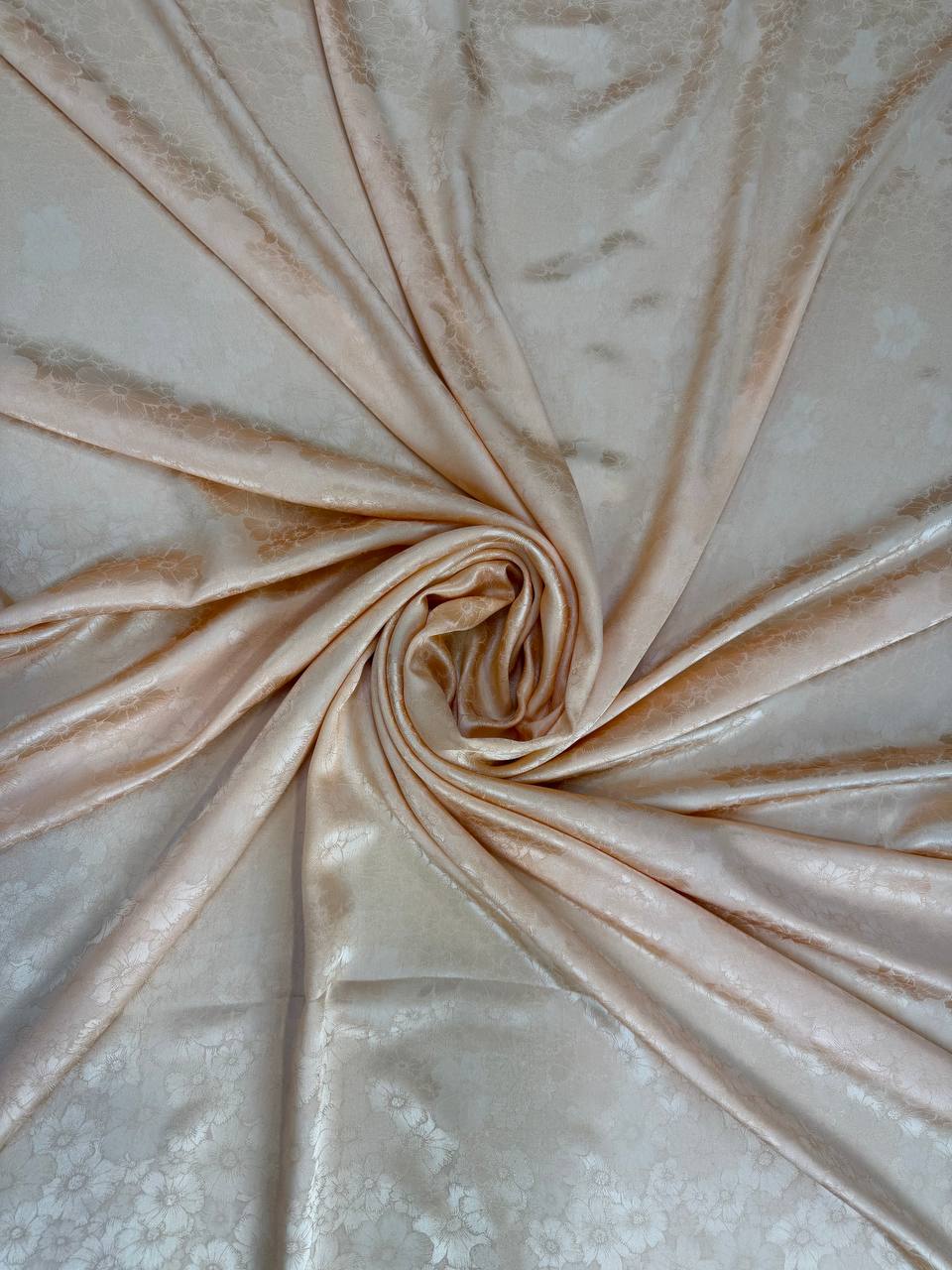 warm champagne tonal Italian silk jacquard fabric from Como — TG-240