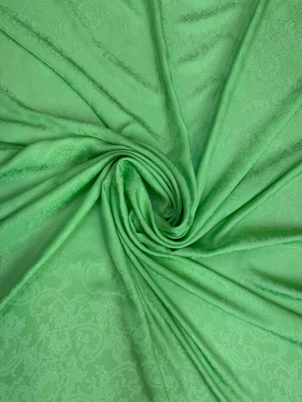 emerald green tonal Italian silk jacquard fabric from Como — TG-246
