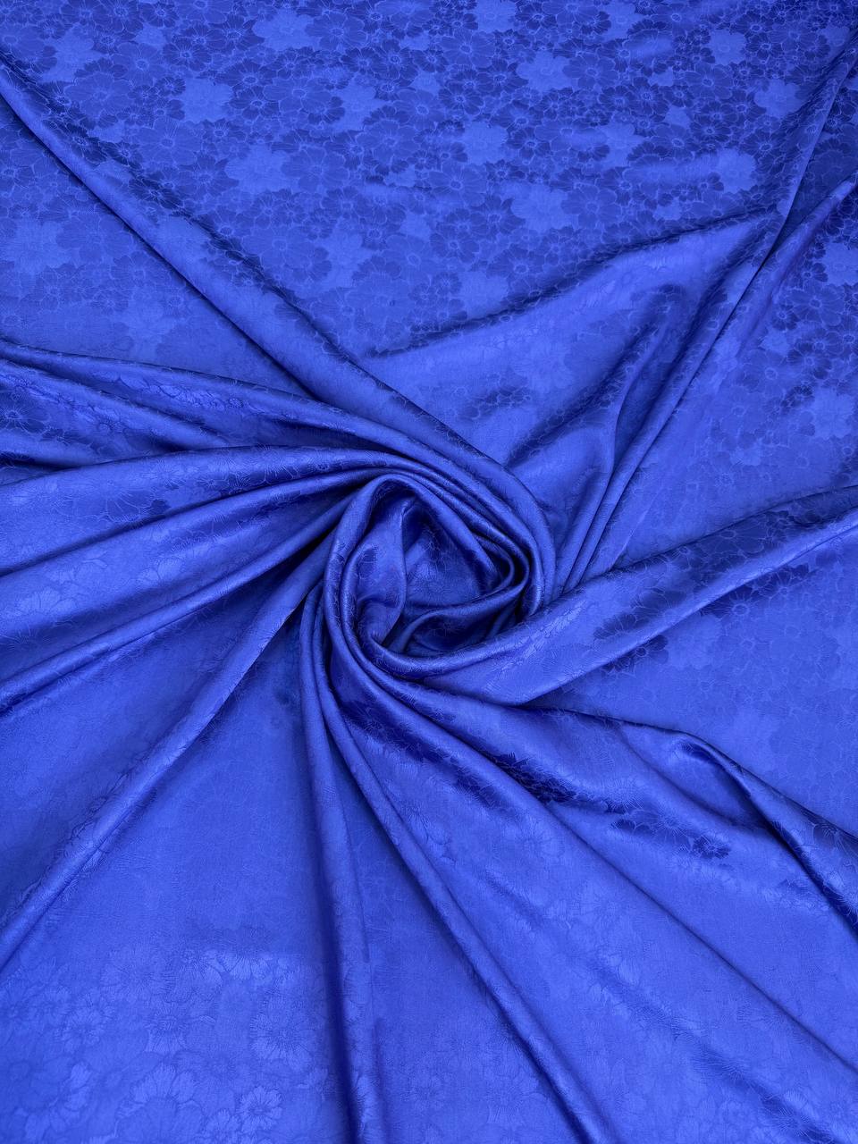 royal blue tonal Italian silk jacquard fabric from Como — TG-253