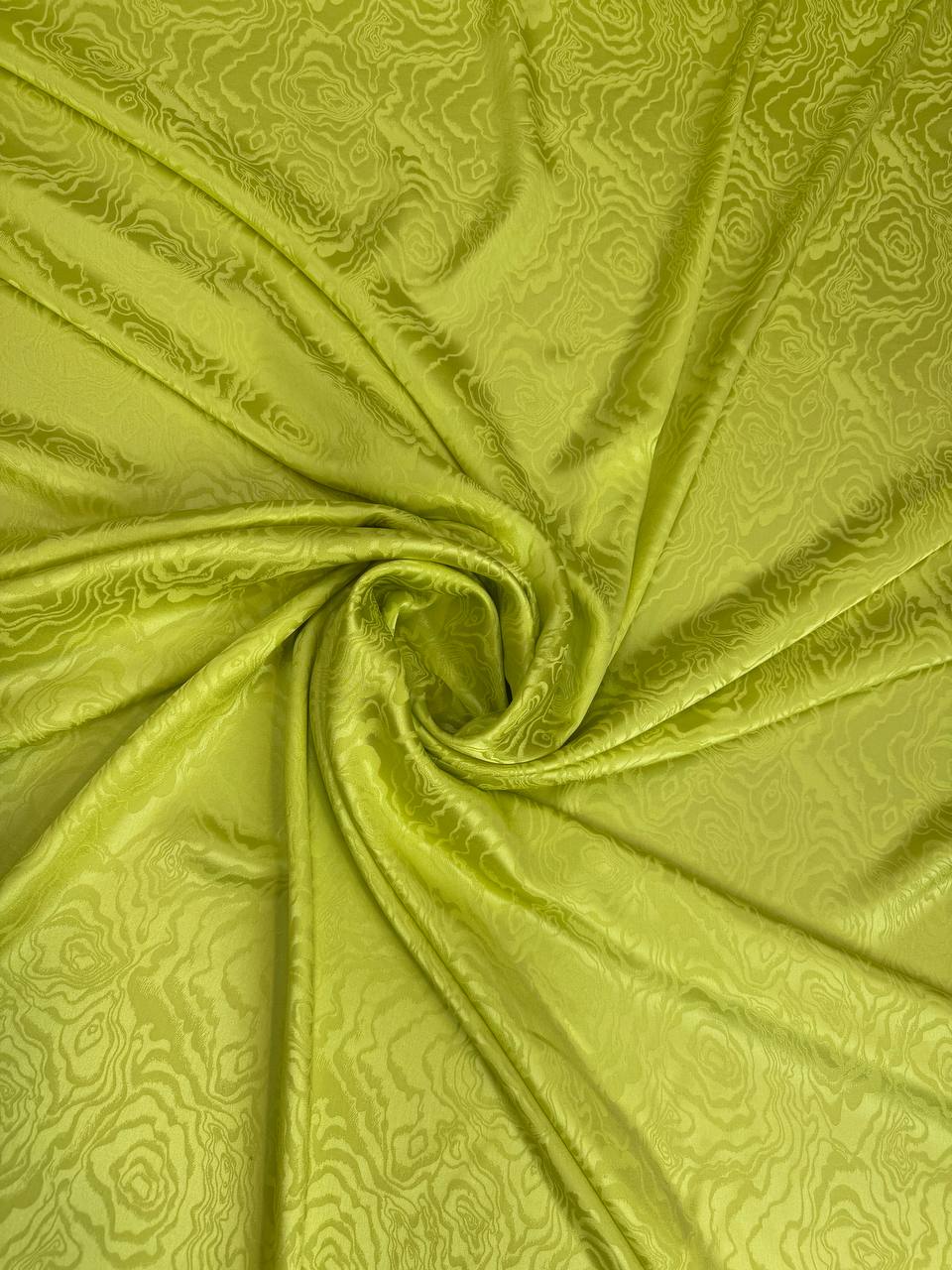 chartreuse green tonal Italian silk jacquard fabric from Como — TG-254