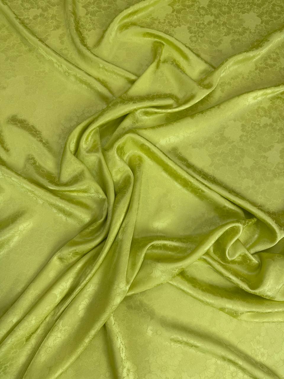 citron green tonal Italian silk jacquard fabric from Como — TG-255