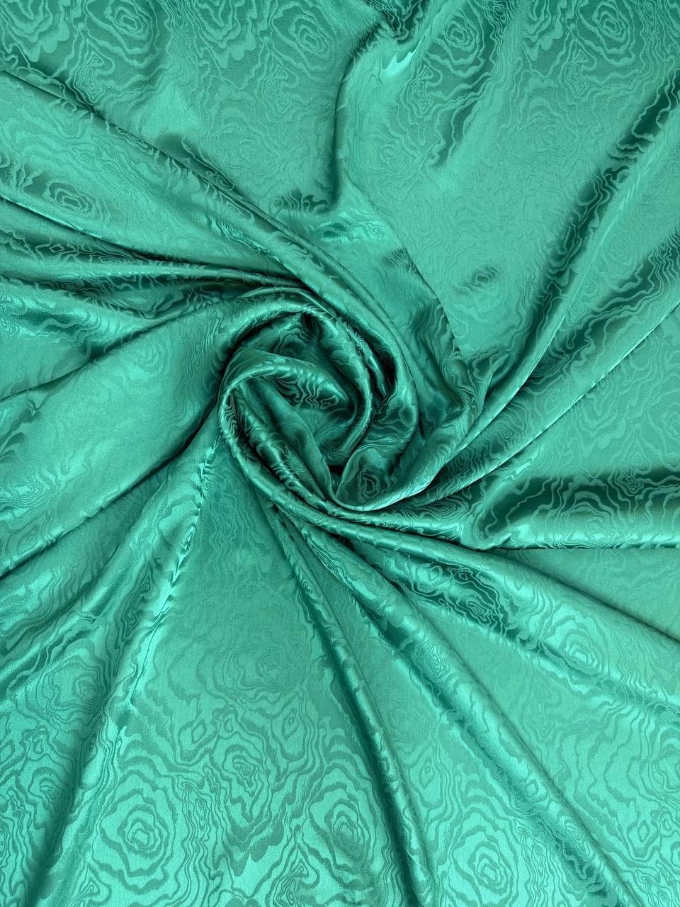 lagoon green tonal Italian silk jacquard fabric from Como — TG-257