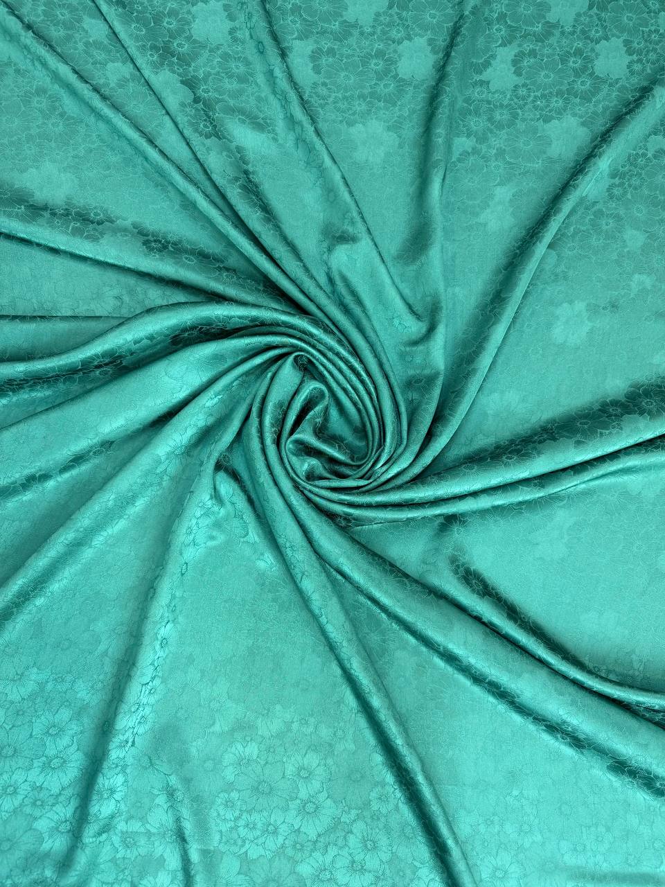 turquoise tonal Italian silk jacquard fabric from Como — TG-259