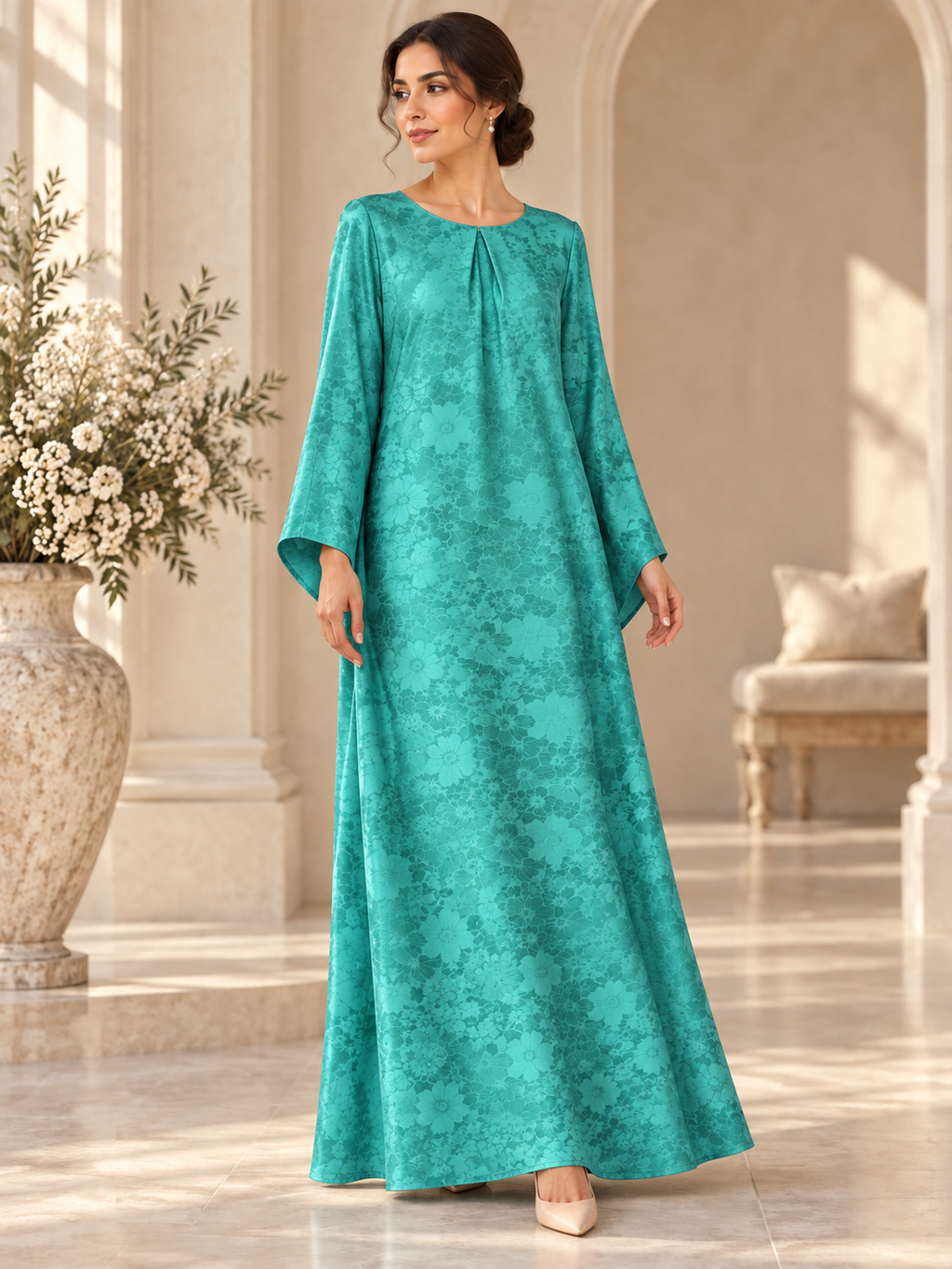 TG-259 fabric dress styling illustration. Fabric sold separately as a 3-metre piece.