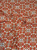 Rust Ornamental Lattice — Silk Satin original fabric photograph. 