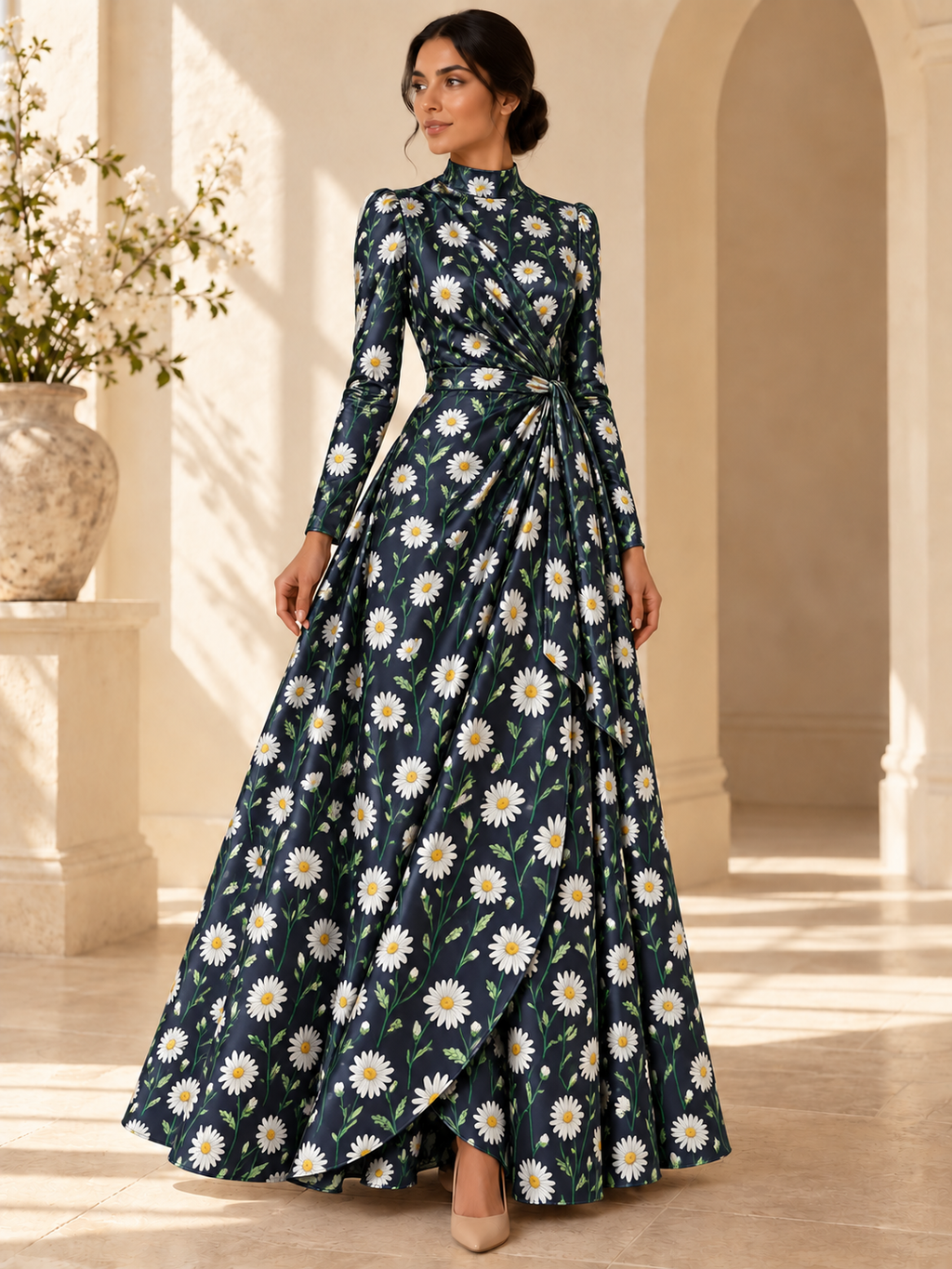 TG-263 — AI model styling illustration based on the original Silk Satin fabric; fabric sold separately, garment not included.