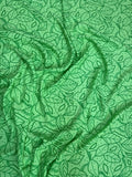 Emerald Scroll — Silk Satin original fabric photograph. 