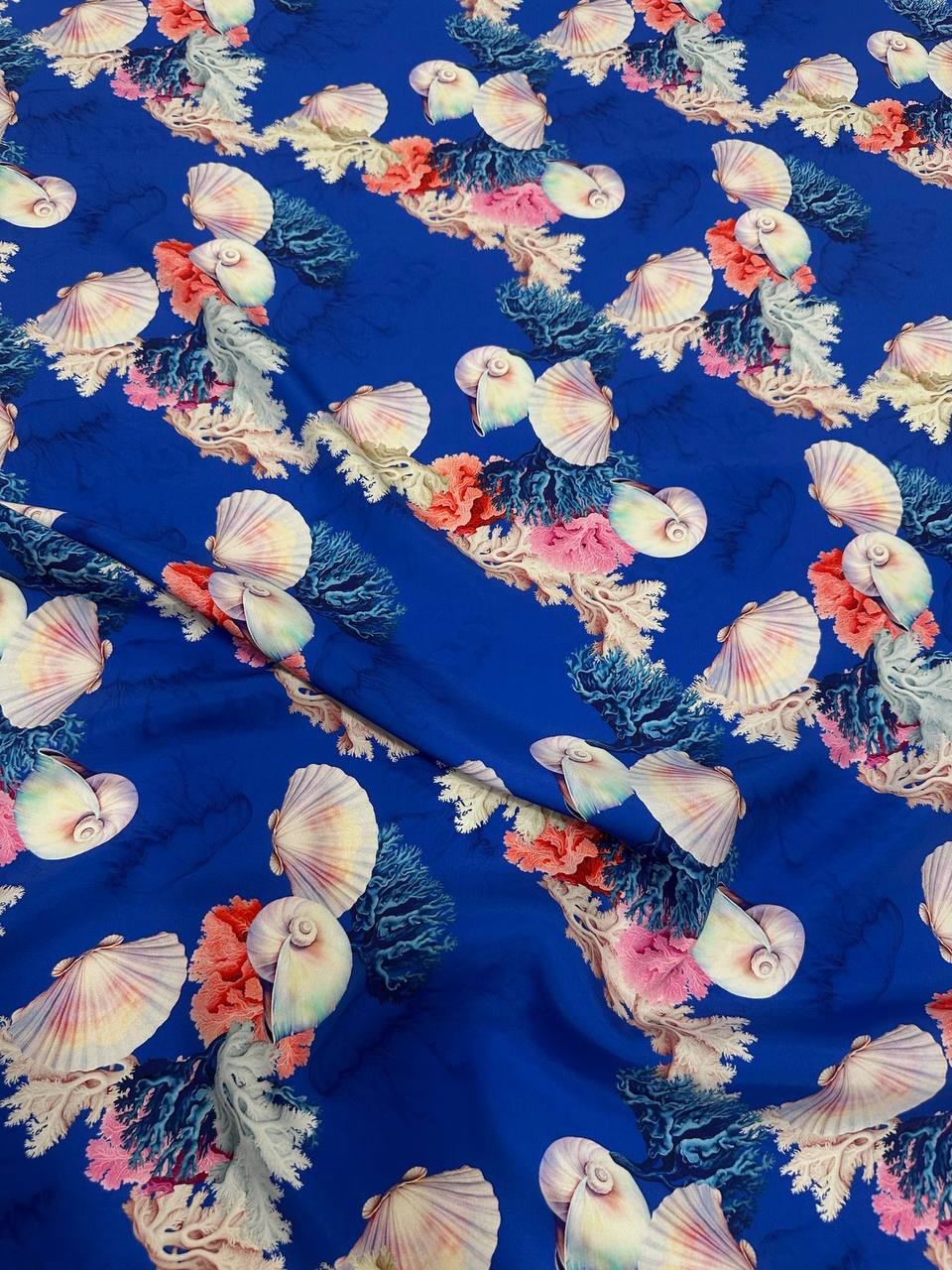 Cobalt Rose Garland — Silk Satin original fabric photograph. 