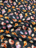 Midnight Petal Mosaic — Italian Silk Satin fabric, TG-274